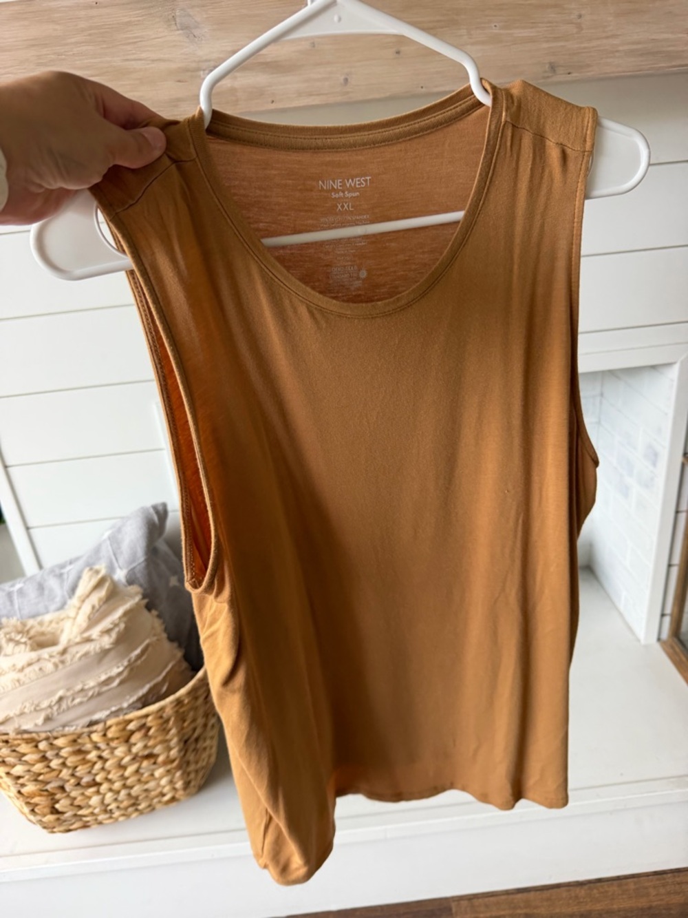 Nine West Sleeveless Scoop Neck Tank Top - Camel Brown